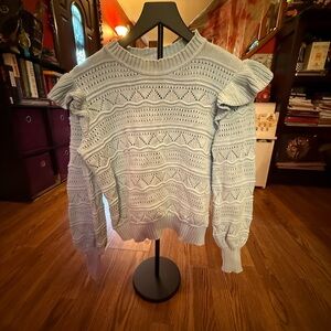 Generation Love Light Blue Ruffled Women's Sweater